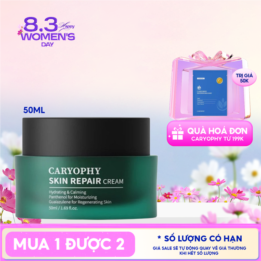 Kem Dưỡng Caryophy Cấp Ẩm, Cải Thiện Làn Da Cho Da Nhạy Cảm Skin Repair Cream 50ml