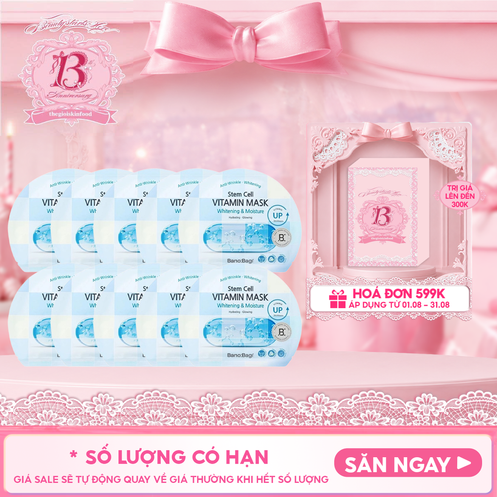Combo 10 Miếng Mặt Nạ Banobagi Hỗ Trợ Dưỡng Trắng Cấp Ẩm & Bổ Sung Collagen, Cải Thiện Lão Hóa Stem Cell Vitamin, Super Collagen Mask 30ml
