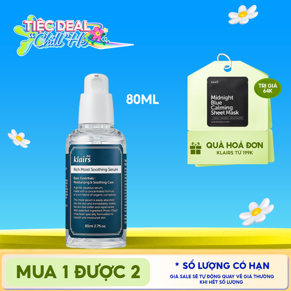  Serum Klairs Dưỡng Ẩm Sâu Klairs Rich Moist Soothing Serum 80ml 