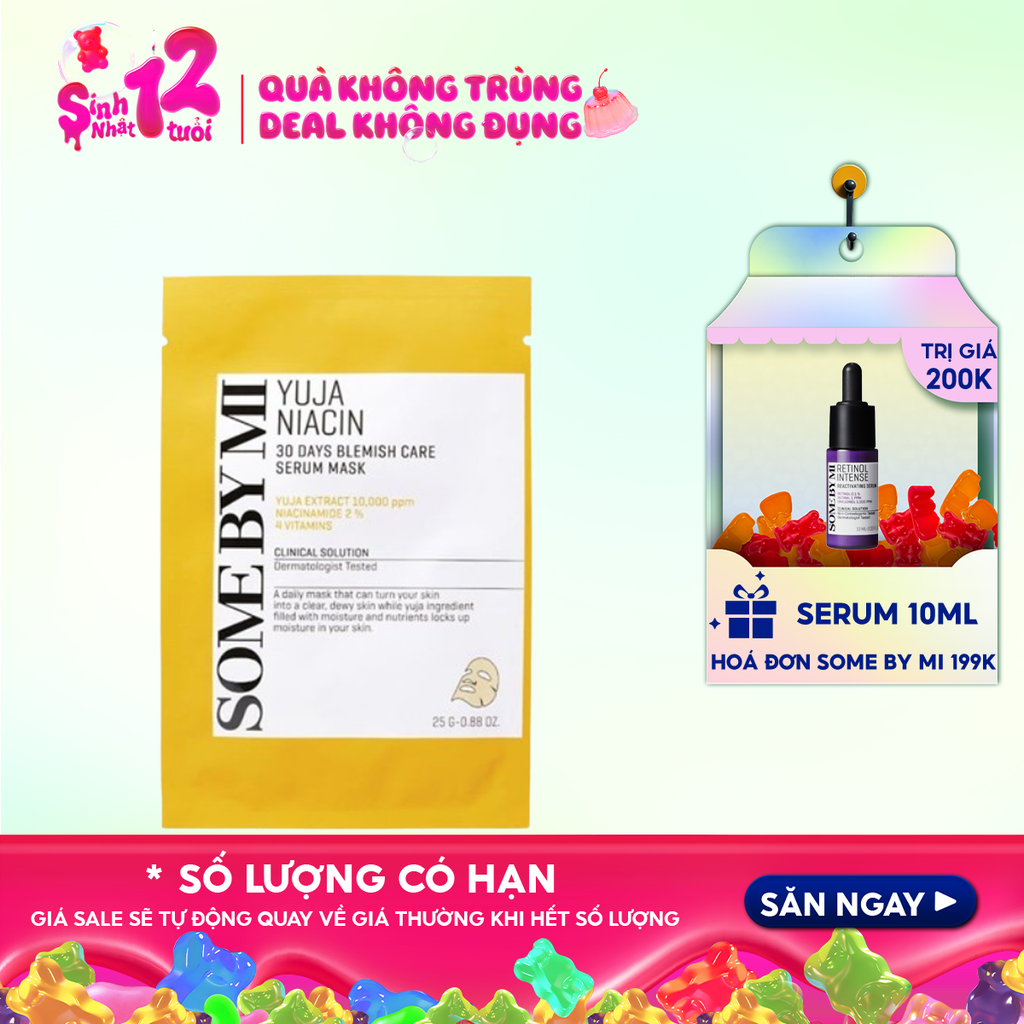 Mặt Nạ Some By Mi Hỗ Trợ Dưỡng Sáng Da Chiết Xuất Quả Thanh Yên Yuja Niacin Blemish Care Serum Mask 25g