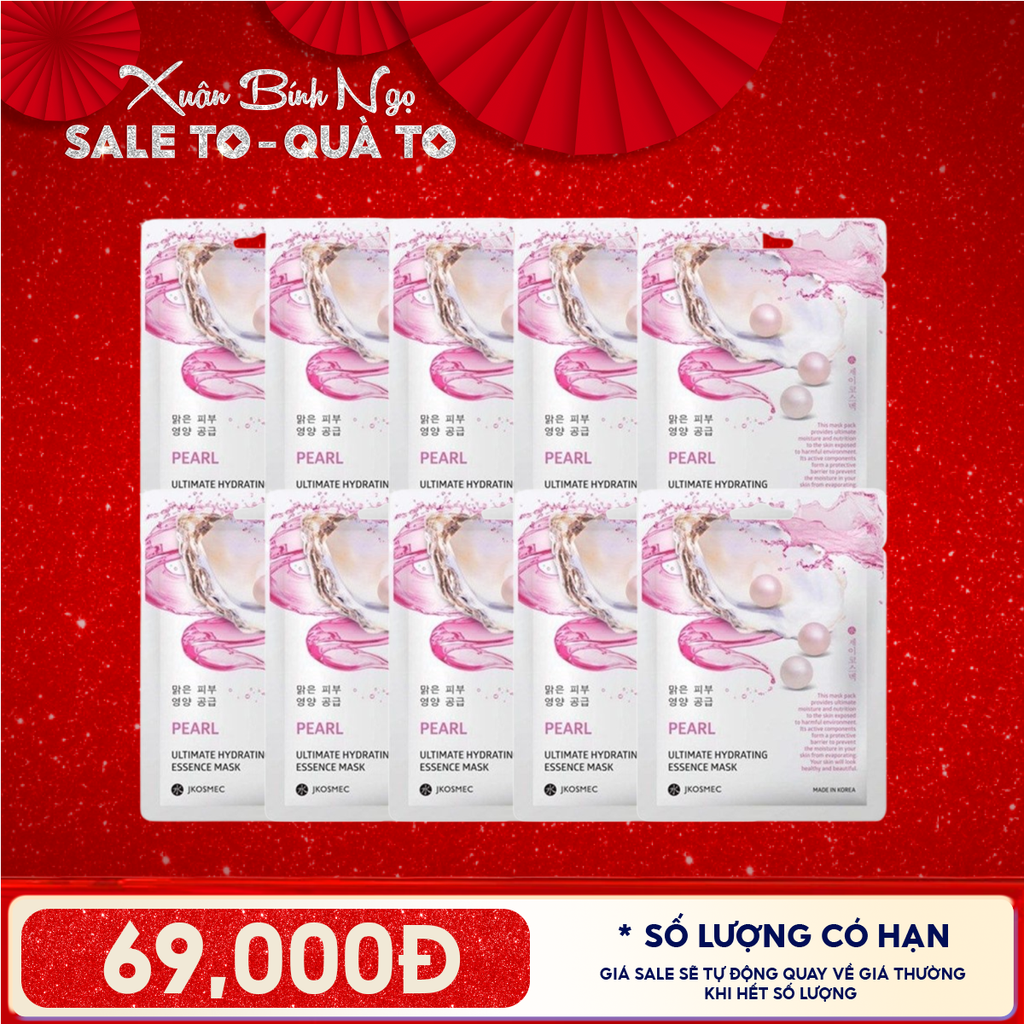 Combo 10 Mask: Mặt Nạ Jkosmec Tinh Chất Cấp Ẩm Chuyên Sâu Ultimate Hydrating Essence Mask 25ml (10 miếng)