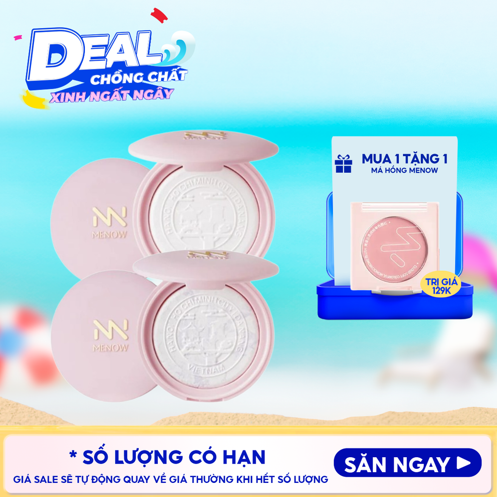 [Vietnam Edition] Phấn Phủ Nén MENOW Mỏng Nhẹ Tự Nhiên Clear Radiant Pressed Powder 7g