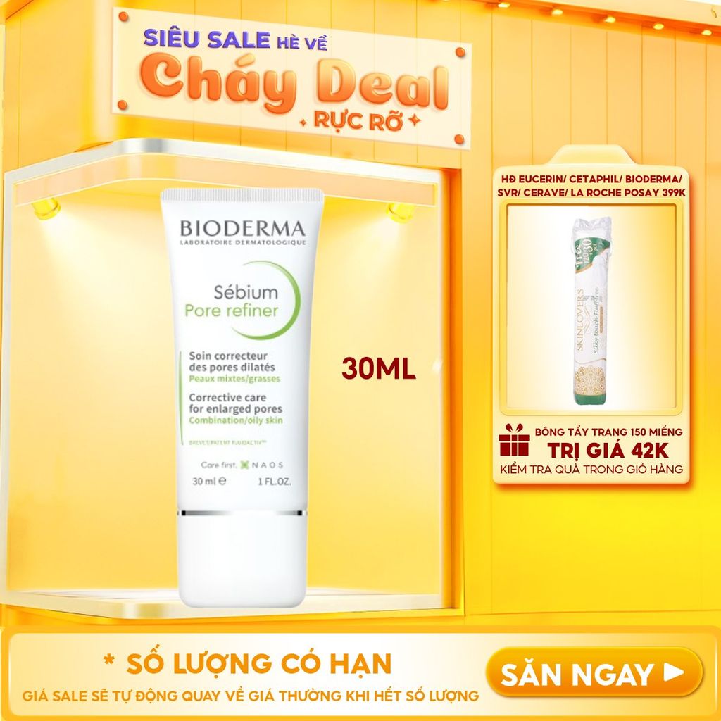 Kem Dưỡng Bioderma Thu Nhỏ Lỗ Chân Lông, Kiểm Soát Dầu Sebium Pore Refiner 30ml