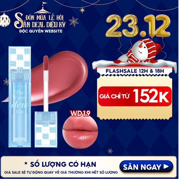  [NEW DEW] Son Tint Bóng Merzy Dạng Thạch, Bền Màu, Lâu Trôi Cho Đôi Môi Căng Mọng, Ẩm Mịn The Watery Dew Tint 