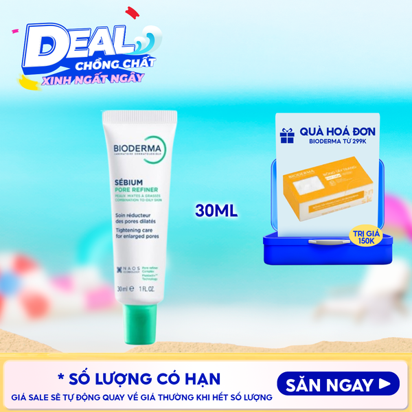  Kem Dưỡng Bioderma Thu Nhỏ Lỗ Chân Lông, Kiểm Soát Dầu Sebium Pore Refiner 30ml 