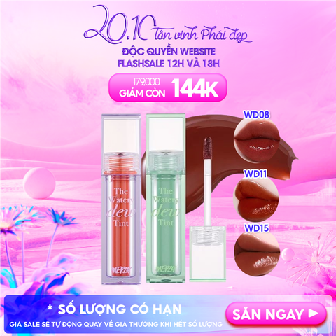 [New][NEW DEW] Son Tint Bóng Merzy Dạng Thạch, Bền Màu, Lâu Trôi Cho Đôi Môi Căng Mọng, Ẩm Mịn The Watery Dew Tint