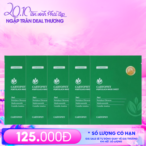 Combo 5 Miếng Mặt Nạ Làm Dịu, Phục Hồi Dành Cho Da Dầu Mụn Caryophy Portulaca Mask Sheet
