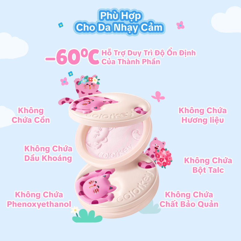 Phấn Phủ Dạng Nén Colorkey Blurring Silky Setting Powder #Soft Lavender 7g (The Polka Dot Cat Edition)