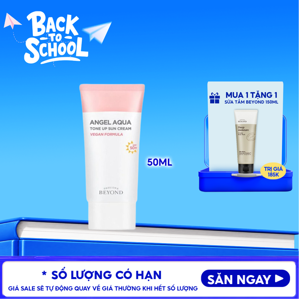  Kem Chống Nắng Beyond Cấp Ẩm, Nâng Tông Da, Thuần Chay Angel Aqua Tone-up Suncream SPF 50+ PA ++++ 50ml 