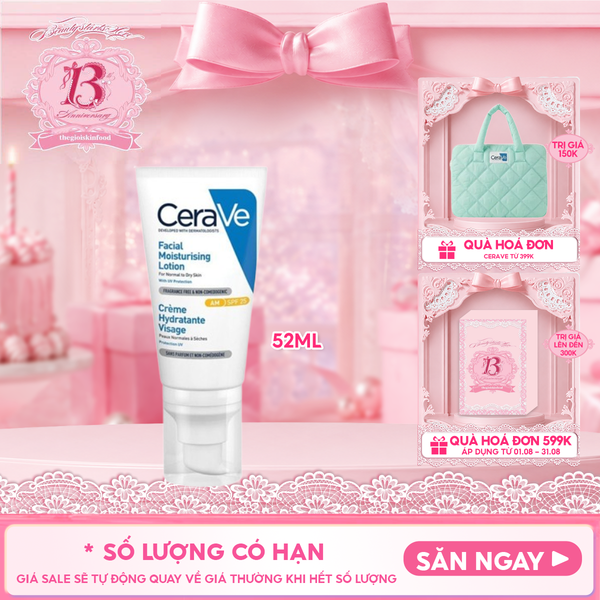  Sữa Dưỡng Chống Nắng Cerave Hỗ Trợ Phục Hồi Da Facial Moisturising Lotion AM 52ml 