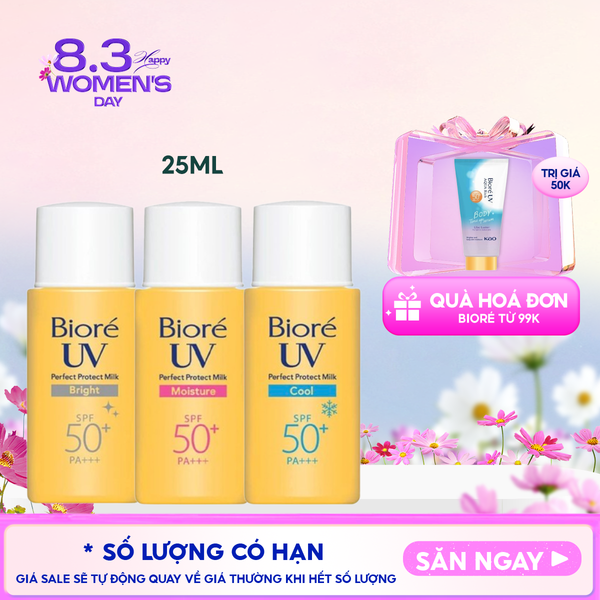  Sữa Chống Nắng Bioré Bảo Vệ Da Hoàn Hảo UV Perfect Protect Milk SPF50+/PA+++ 25ml 
