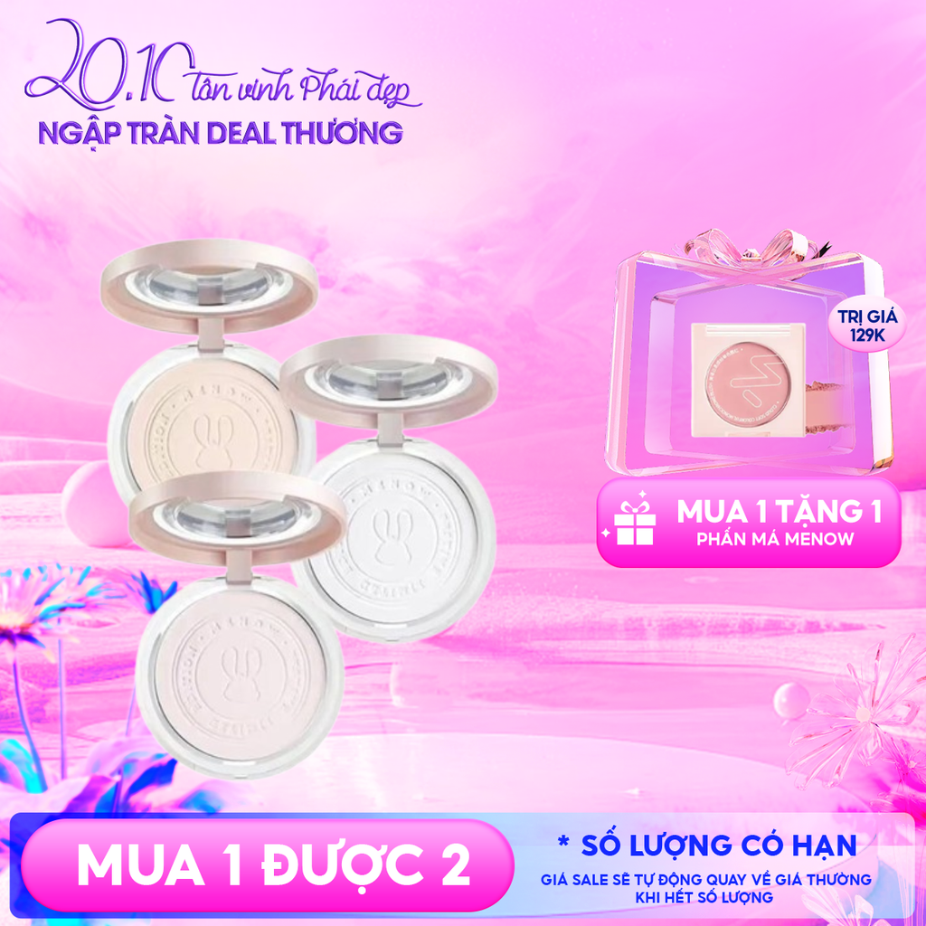 [Vietnam Edition] Phấn Phủ Nén MENOW Kiềm Dầu, Không Thấm Nước Matte Tulle Makeup Powder 8.5g