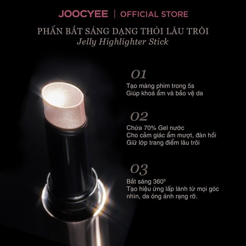 Thỏi Bắt Sáng Joocyee Nhũ Sáng Lấp Lánh, Lâu Trôi Jelly Highlighter Stick 2g