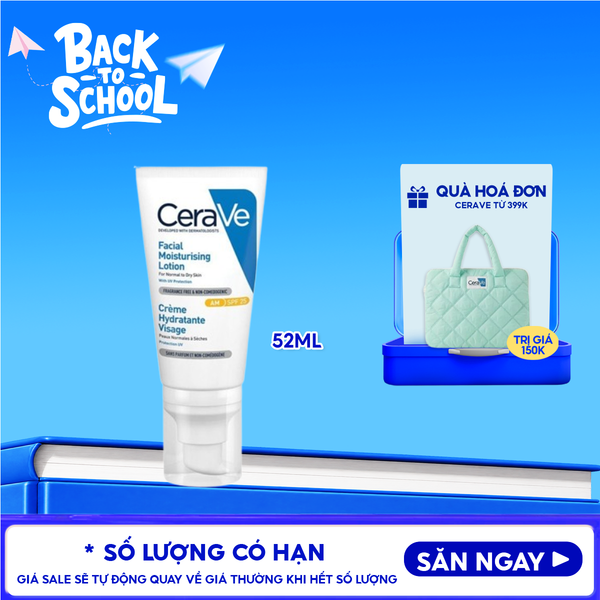  Sữa Dưỡng Chống Nắng Cerave Hỗ Trợ Phục Hồi Da Facial Moisturising Lotion AM 52ml 