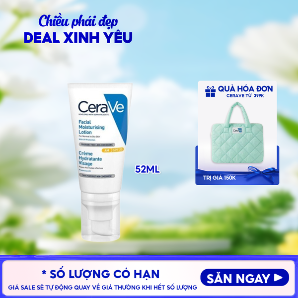  Sữa Dưỡng Chống Nắng Cerave Hỗ Trợ Phục Hồi Da Facial Moisturising Lotion AM 52ml 