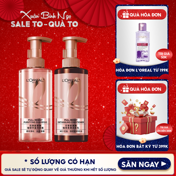  Dầu Gội, Dầu Xả L'oreal Giảm Rụng Tóc, Giúp Tóc Chắc Khỏe Full Resist 440ml 