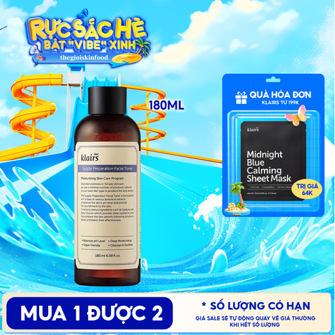 Nước Hoa Hồng Klairs Làm Sạch, Dưỡng Ẩm Supple Preparation Facial Toner 180ml