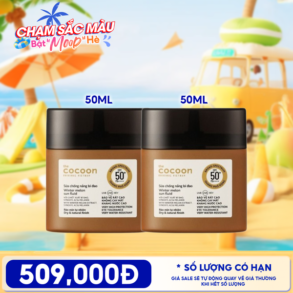  Sữa Chống Nắng Thuần Chay Cocoon Bí Đao Quang Phổ Rộng Winter Melon Sun Fluid Broad-Spectrum SPF 50+ PA++++, UVA – PF 62.6 