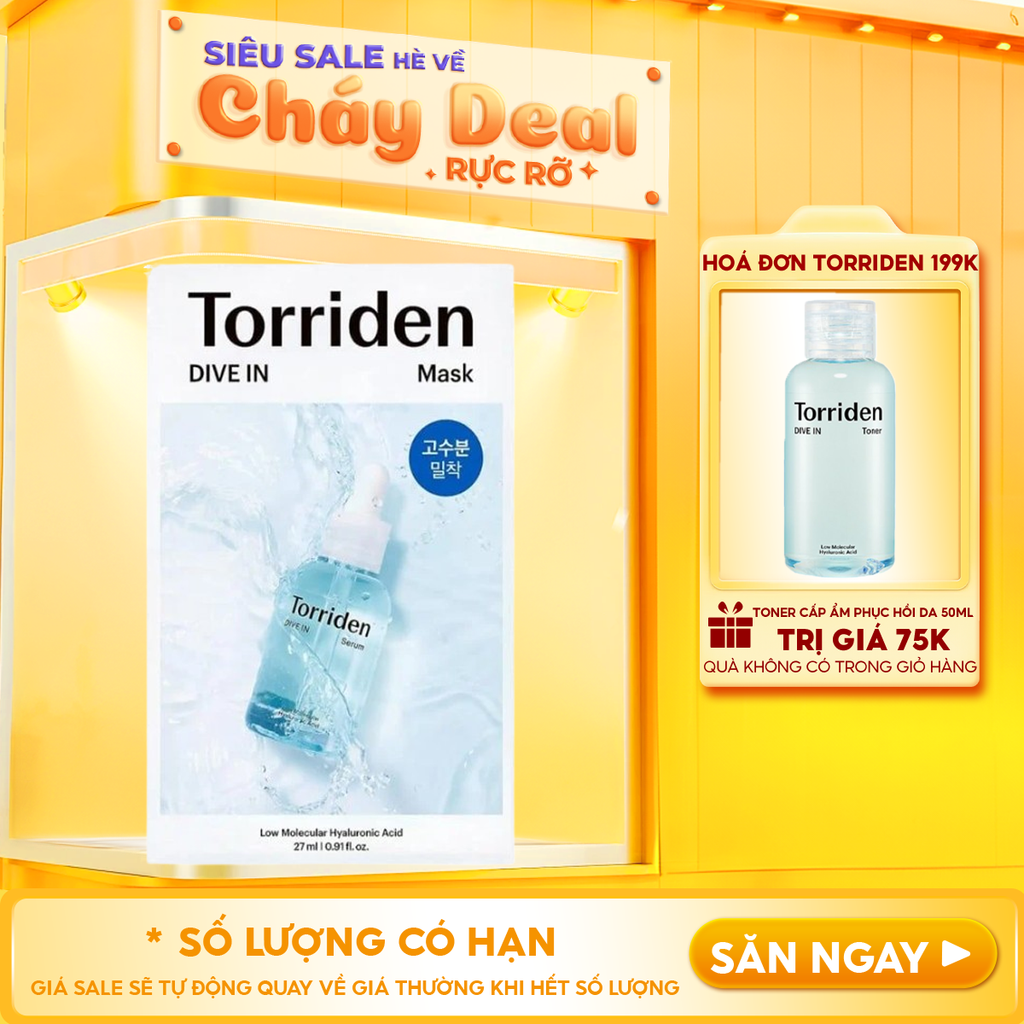 Mặt Nạ Torriden Dưỡng Ẩm, Làm Dịu Da Dive-In Low Molecular Hyaluronic Acid Mask Pack 27ml
