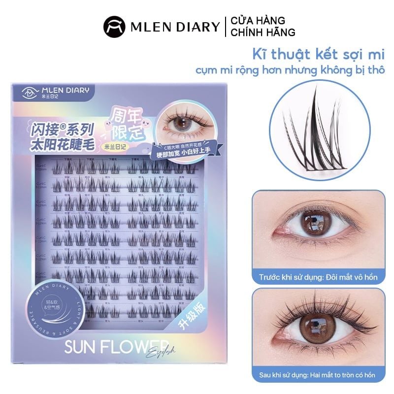 Lông Mi Giả Mlen Diary Tách Sợi Hoa Hướng Dương Cho Đôi Mắt Long Lanh - Bản Trung