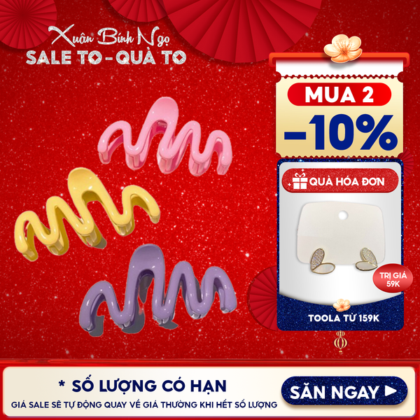 [NHẬP KHẨU] Kẹp Tóc Nhựa Hình Gợn Sóng, Mặt Trăng, Thanh Lịch Phong Cách Hàn Quốc TOOLA 