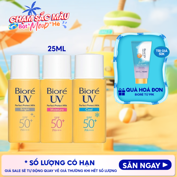  Sữa Chống Nắng Bioré Bảo Vệ Da Hoàn Hảo UV Perfect Protect Milk SPF50+/PA+++ 25ml 