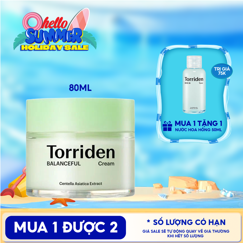 Kem Dưỡng Torriden Cấp Ẩm, Làm Dịu Da Chiết Xuất Rau Má Balanceful Cica Cream 80ml