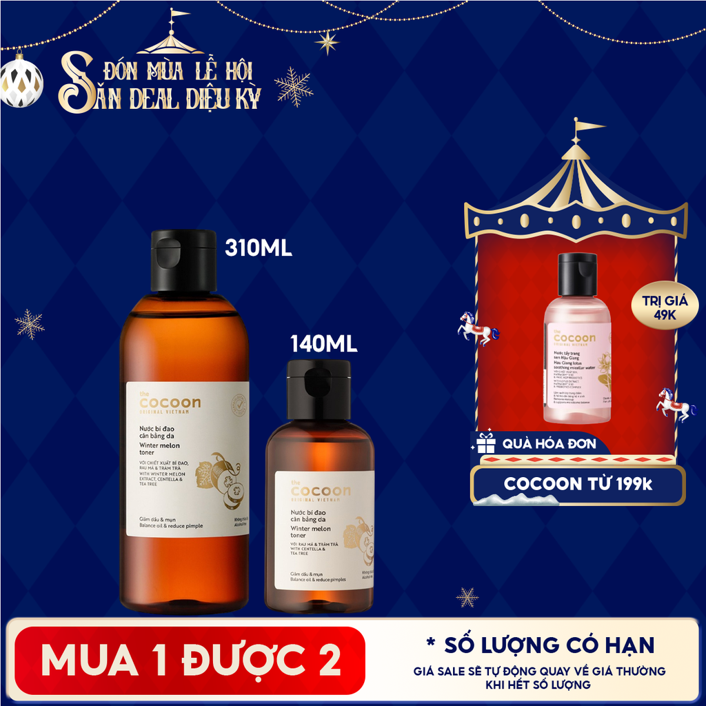 Nước Hoa Hồng Cocoon Cân Bằng Da Chiết Xuất Bí Đao Winter Melon Toner