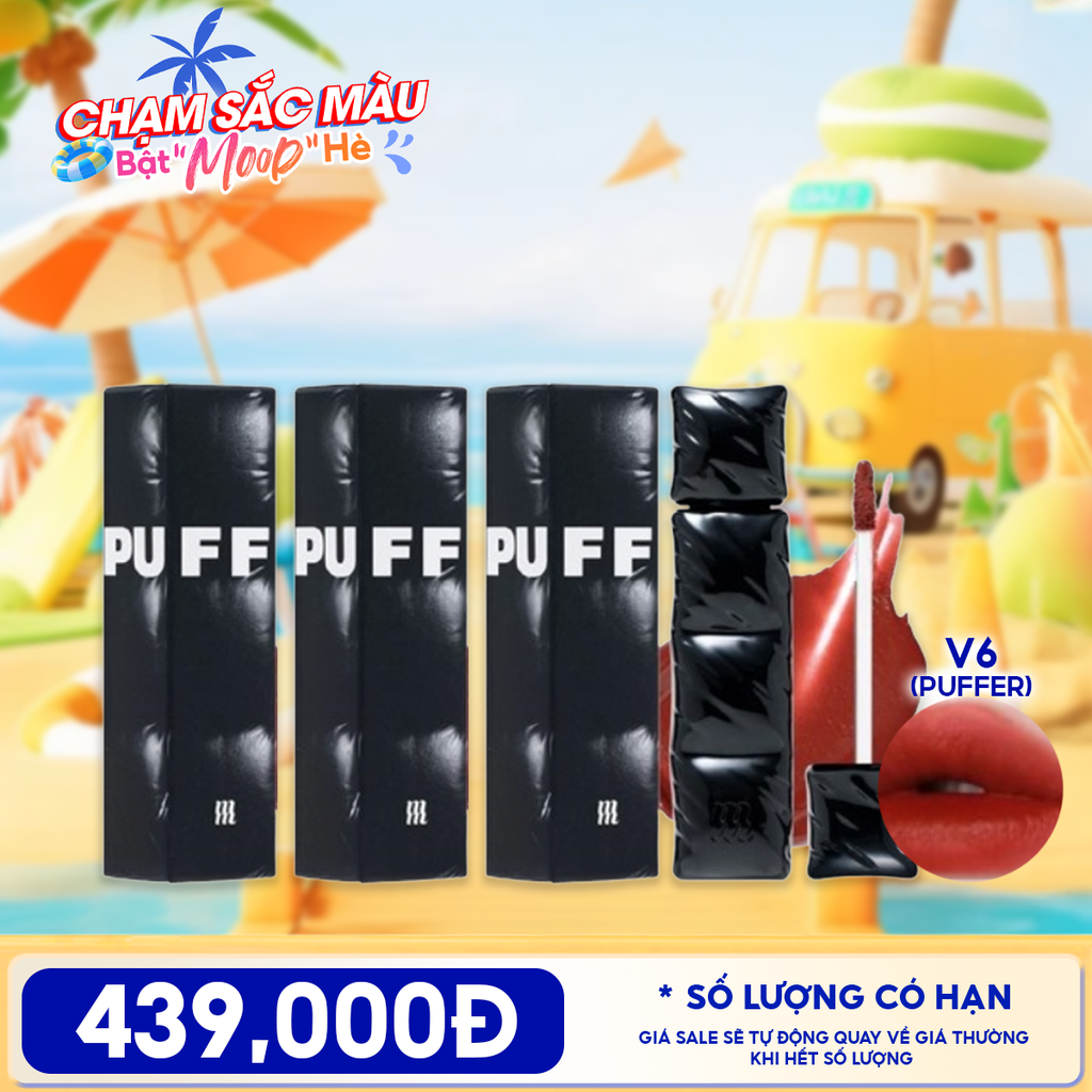 [PACK TIẾT KIỆM 53%] 3 Son Phao Kem Lì Merzy Bền Màu, Lâu Trôi Puffer Velvet Tint 3.7g #V6 Firenze Negroni