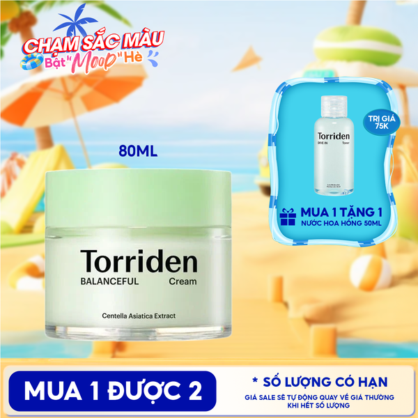  Kem Dưỡng Torriden Cấp Ẩm, Làm Dịu Da Chiết Xuất Rau Má Balanceful Cica Cream 80ml 