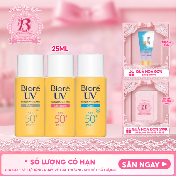  Sữa Chống Nắng Bioré Bảo Vệ Da Hoàn Hảo UV Perfect Protect Milk SPF50+/PA+++ 25ml 
