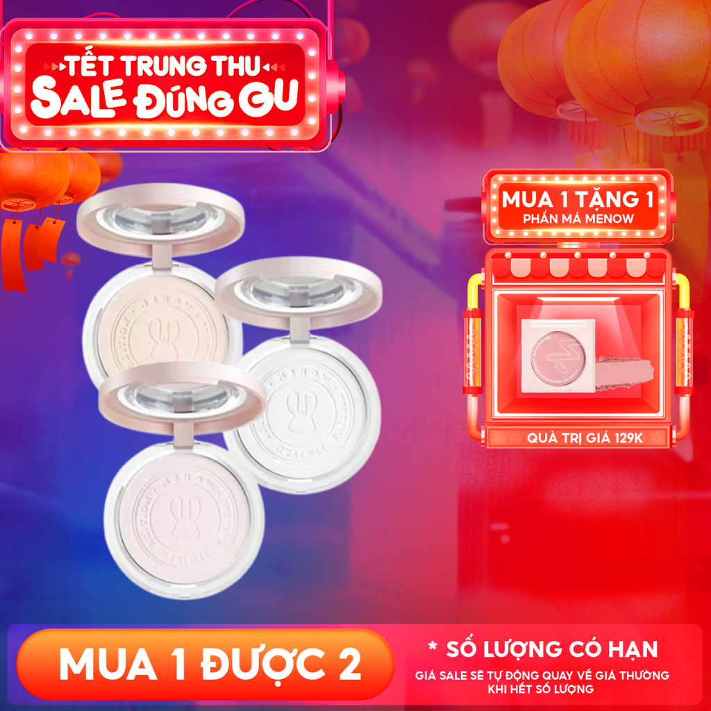 [Vietnam Edition] Phấn Phủ Nén MENOW Kiềm Dầu, Không Thấm Nước Matte Tulle Makeup Powder 8.5g