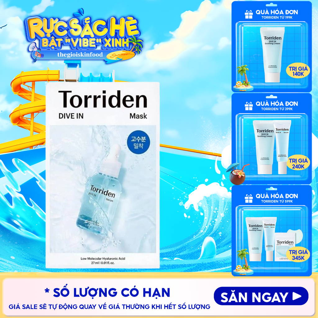 Mặt Nạ Torriden Dưỡng Ẩm, Làm Dịu Da Dive-In Low Molecular Hyaluronic Acid Mask Pack 27ml