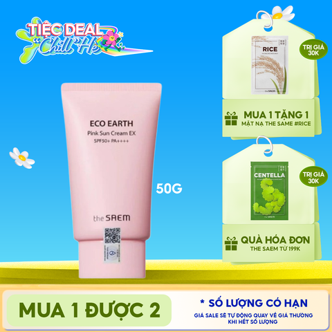 [50g] Kem Chống Nắng The Saem Kiềm Dầu, Nâng Tone Cho Da Sáng Hồng Pink Sun Cream EX SPF50+/PA++++