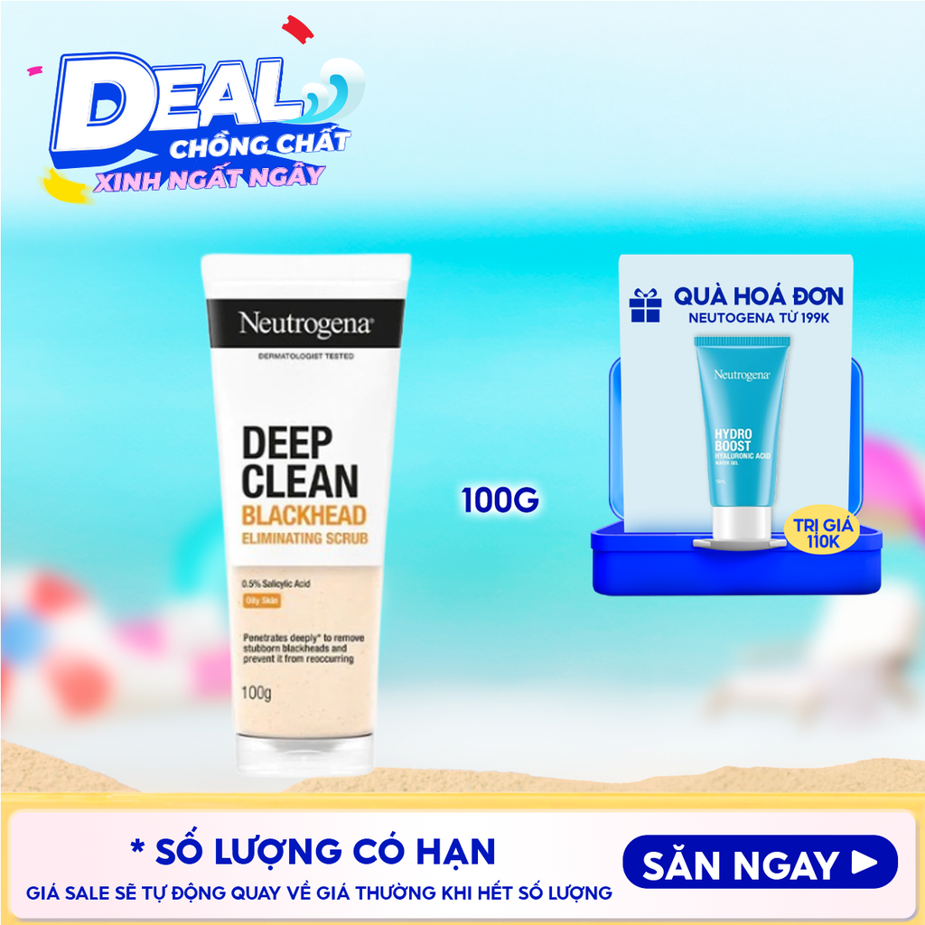 Sữa Rửa Mặt Tẩy Tế Bào Chết Neutrogena Hỗ Trợ Giảm Mụn Đầu Đen Deep Clean Blackhead Eliminating Daily Scrub 100g