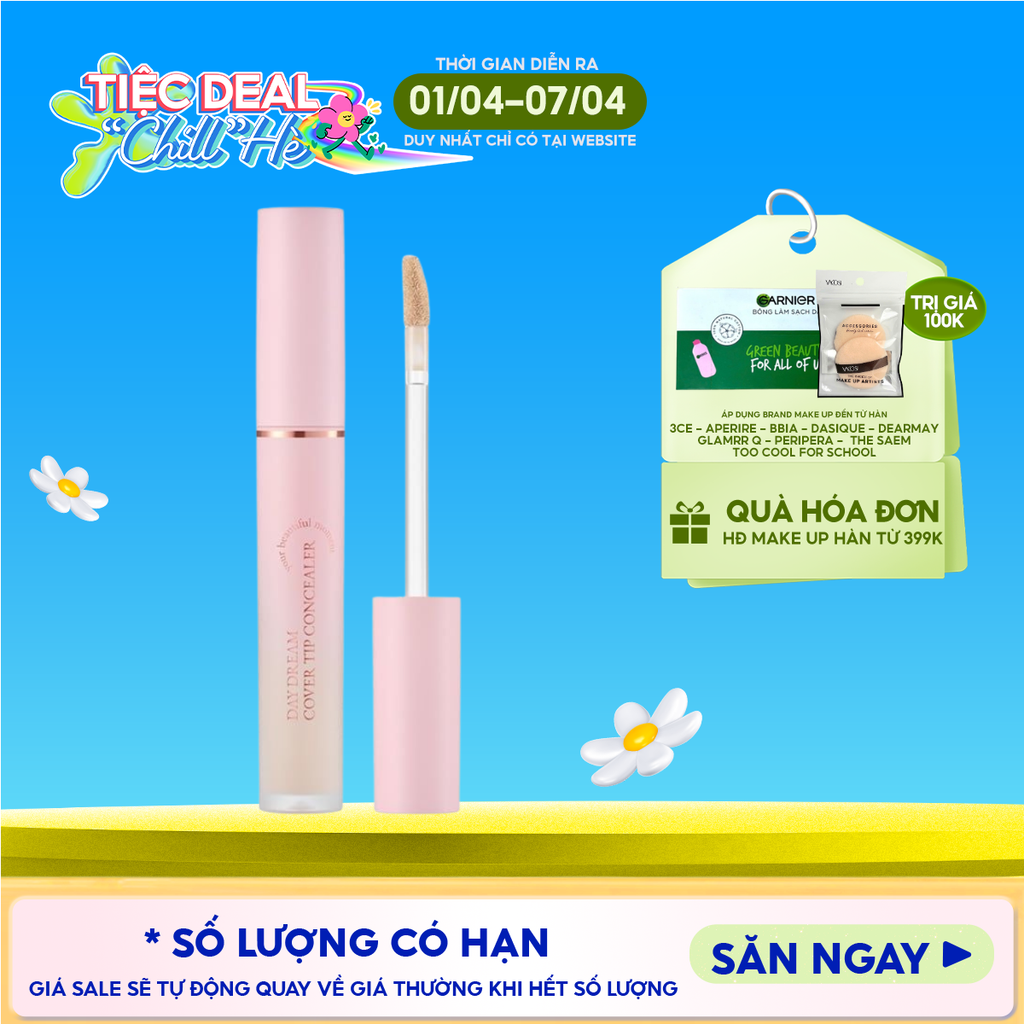 Kem Che Khuyết Điểm Aperire Mỏng Nhẹ, Lâu Trôi Daydream Cover Tip Concealer 4.5ml