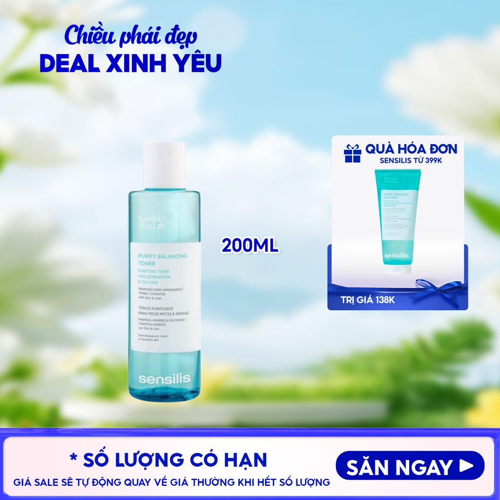 Nước Cân Bằng Sensilis Kiềm Dầu, Làm Sạch Da Purify Balancing Toner 200ml