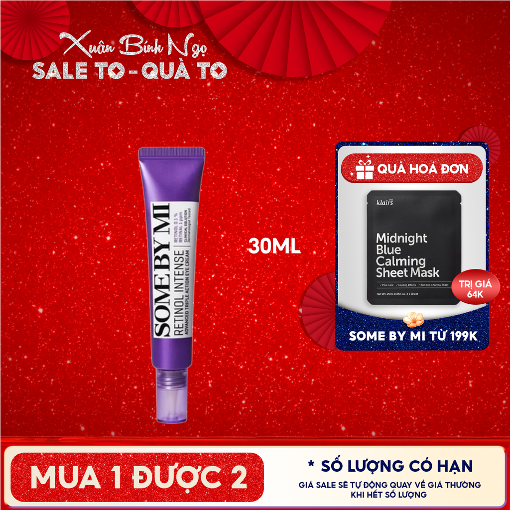 Kem Dưỡng Mắt Some By Mi Cải Thiện Quầng Thâm, Hỗ Trợ Dưỡng Sáng Da Retinol Intense Advanced Triple Action Eye Cream 30ml