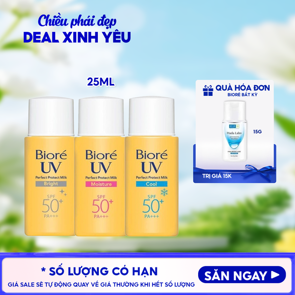  Sữa Chống Nắng Bioré Bảo Vệ Da Hoàn Hảo UV Perfect Protect Milk SPF50+/PA+++ 25ml 