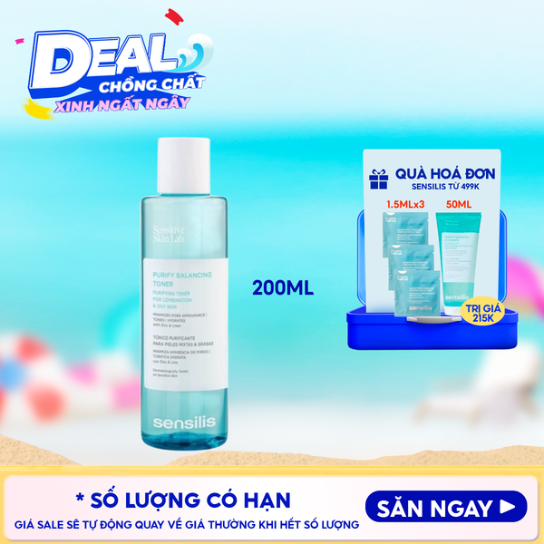  Nước Cân Bằng Sensilis Kiềm Dầu, Làm Sạch Da Purify Balancing Toner 200ml 