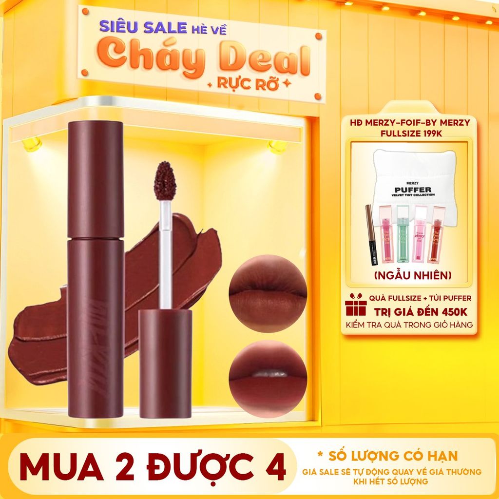 [Màu 1-6] Son Kem Lì Merzy Siêu Mịn Môi Bite The Beat Mellow Tint 4g