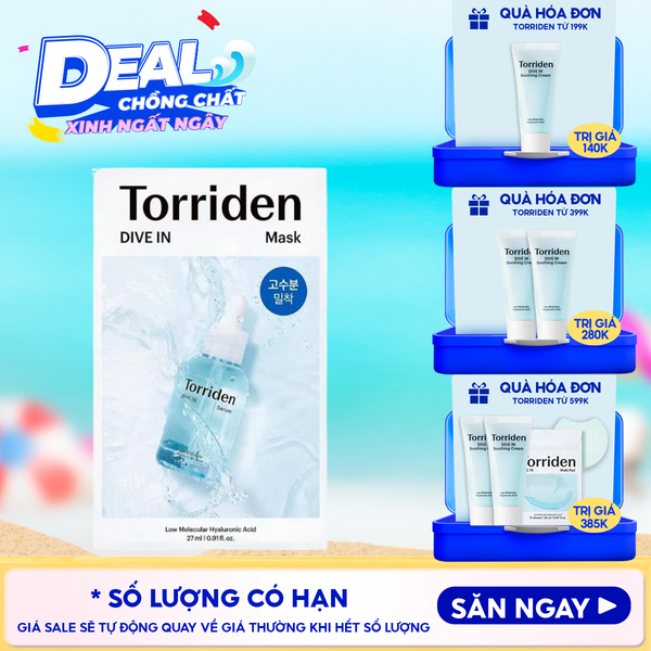  Mặt Nạ Torriden Dưỡng Ẩm, Làm Dịu Da Dive-In Low Molecular Hyaluronic Acid Mask Pack 27ml 