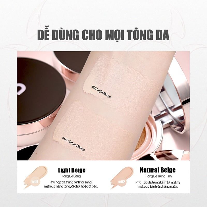 Phấn Nước Glamrr Q Che Phủ Mỏng Mịn, Kiềm Dầu Hiệu Quả Long Wear DD Cushion SPF50/PA+++