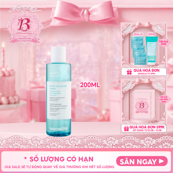 Nước Cân Bằng Sensilis Kiềm Dầu, Làm Sạch Da Purify Balancing Toner 200ml 