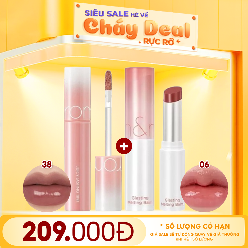 Combo Son Romand: Son Tint Lì Romand Juicy Lasting Tint + Son Dưỡng Romand Glasting Melting Balm #06 Kaya Fig