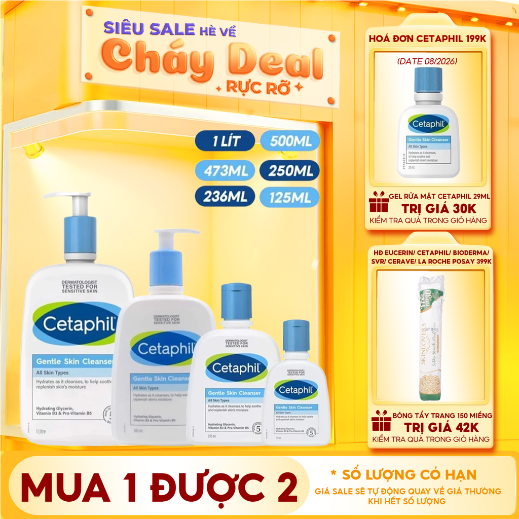 Sữa Rửa Mặt Cetaphil Lành Tính, Dịu Nhẹ Không Xà Phòng Gentle Skin Cleanser