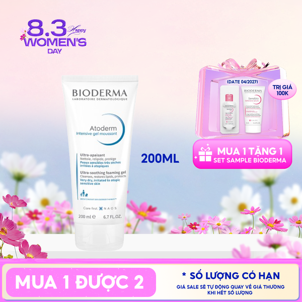  Gel Rửa Mặt Bioderma Dành Cho Da Khô, Viêm Da Cơ Địa Atoderm Intensive Gel Moussant 
