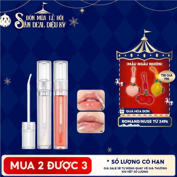  Son Tint Bóng Romand Hàn Quốc Lâu Trôi, Căng Mọng Đôi Môi Glasting Water Gloss 4.3g 