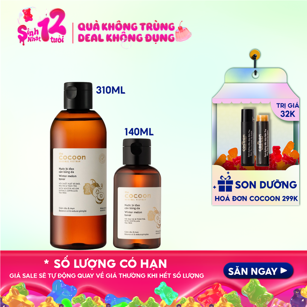 Nước Hoa Hồng Cocoon Cân Bằng Da Chiết Xuất Bí Đao Winter Melon Toner