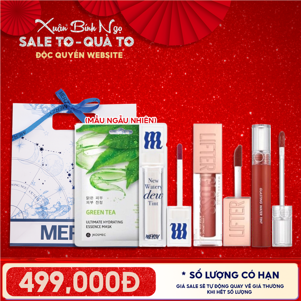  Túi Quà Tặng 499K: 1 Son Merzy + 1 Son Maybelline + 1 Son Romand + 1 Mặt Nạ + Túi 